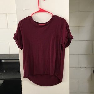 Burgundy Short Ruffle Sleeve Shirt